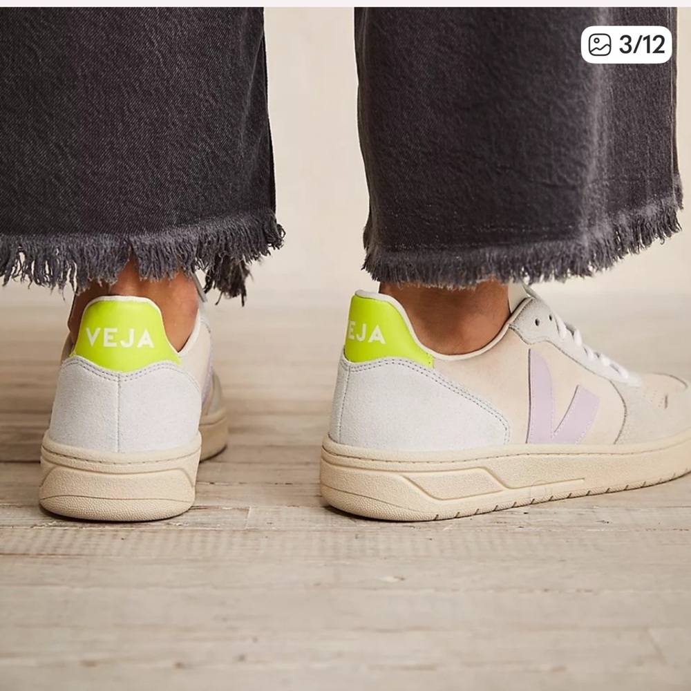 Veja V-10 Suede Sneakers neon and lavender EUC